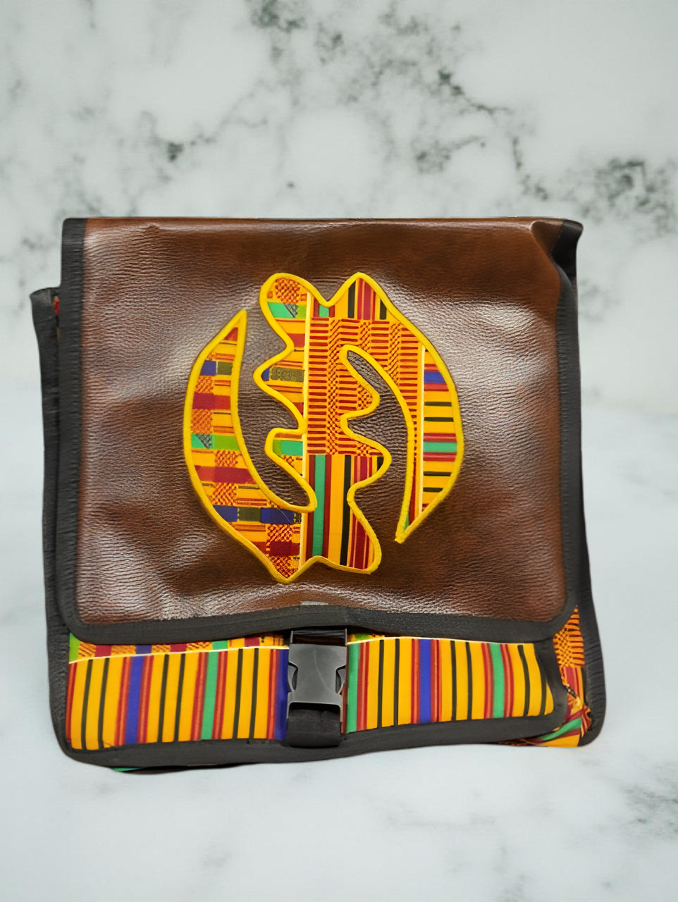 African Gye Nyame Print Crossbody Messenger Bag