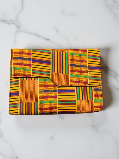 African Kente Print Fold-Over Clutch Bag