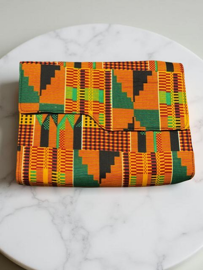 Orange Kente African Print Kimono Duster w/ Matching Headwrap