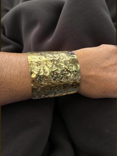 Wide Gold Cuff Hammered Bracelet