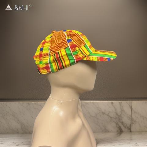 African Yellow Kente Print Baseball Cap