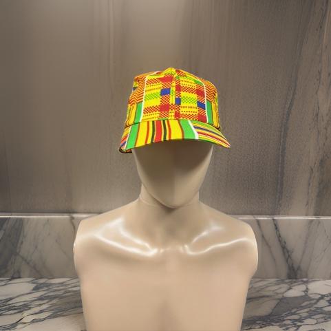 African Yellow Kente Print Baseball Cap