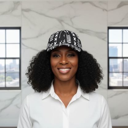 African Black White Print Baseball Cap