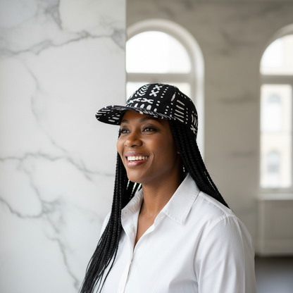 African Black White Print Baseball Cap