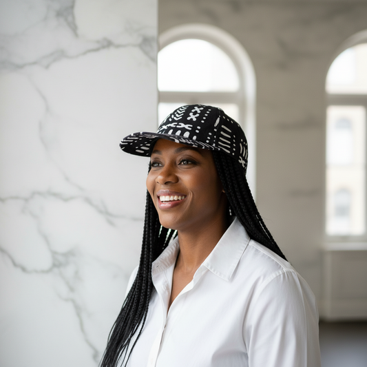 African Black White Print Baseball Cap