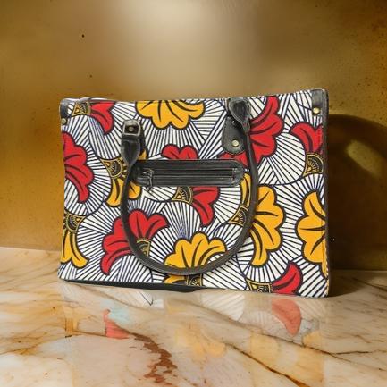 Ankara African Floral Print Purse/Tote Bag