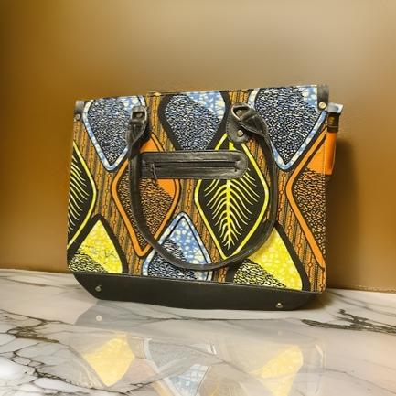 Ankara African Geometric Print Purse/Tote Bag