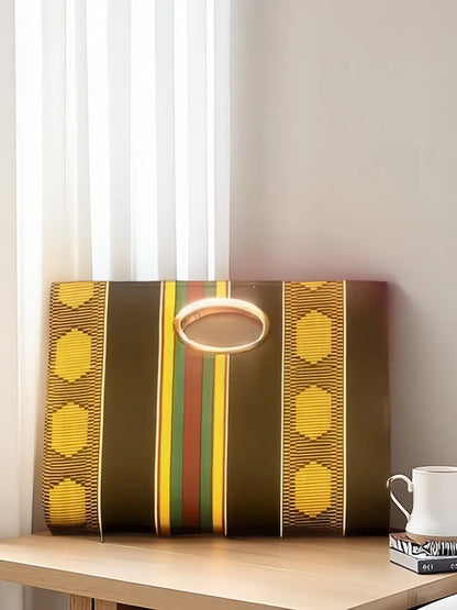 Large African Kente Print Clutch Tote Bag