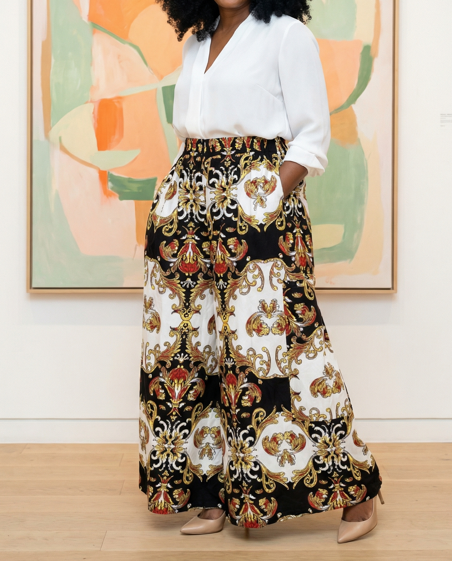 African Black/White Multi-Print Ankara Print Palazzo Pants