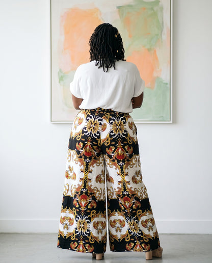 African Black/White Multi-Print Ankara Print Palazzo Pants