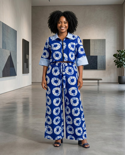 Royal Blue African Print Two-Piece Set