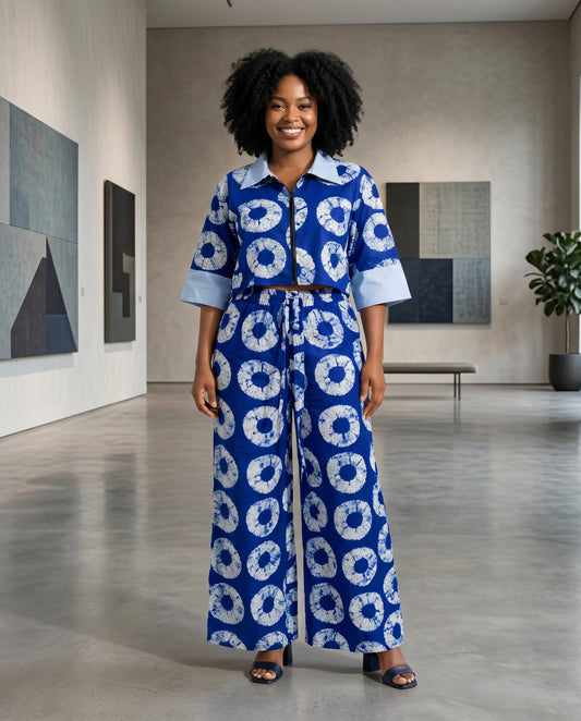 Royal Blue African Print Two-Piece Set