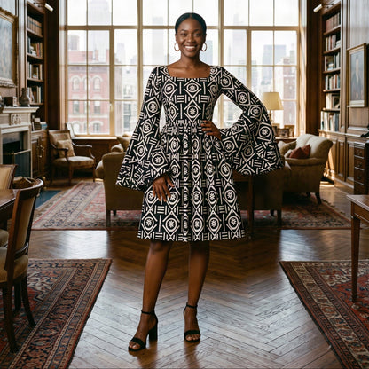 Ankara African Print Bell Sleeve Dress