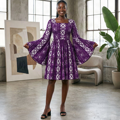 Ankara African Print Bell Sleeve Dress