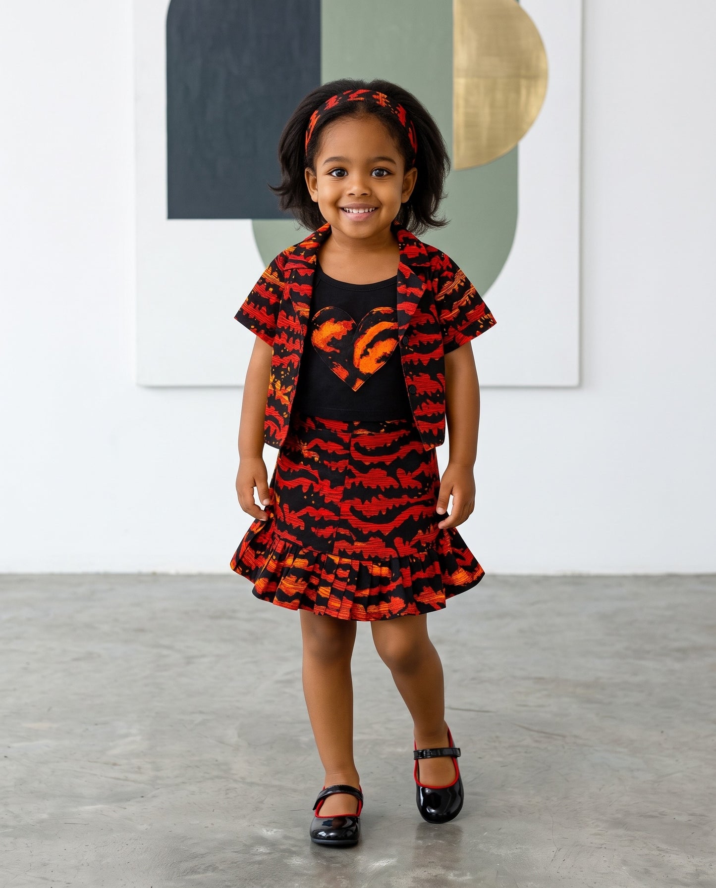 Girls 4-pcs Ankara African Print Skirt Set
