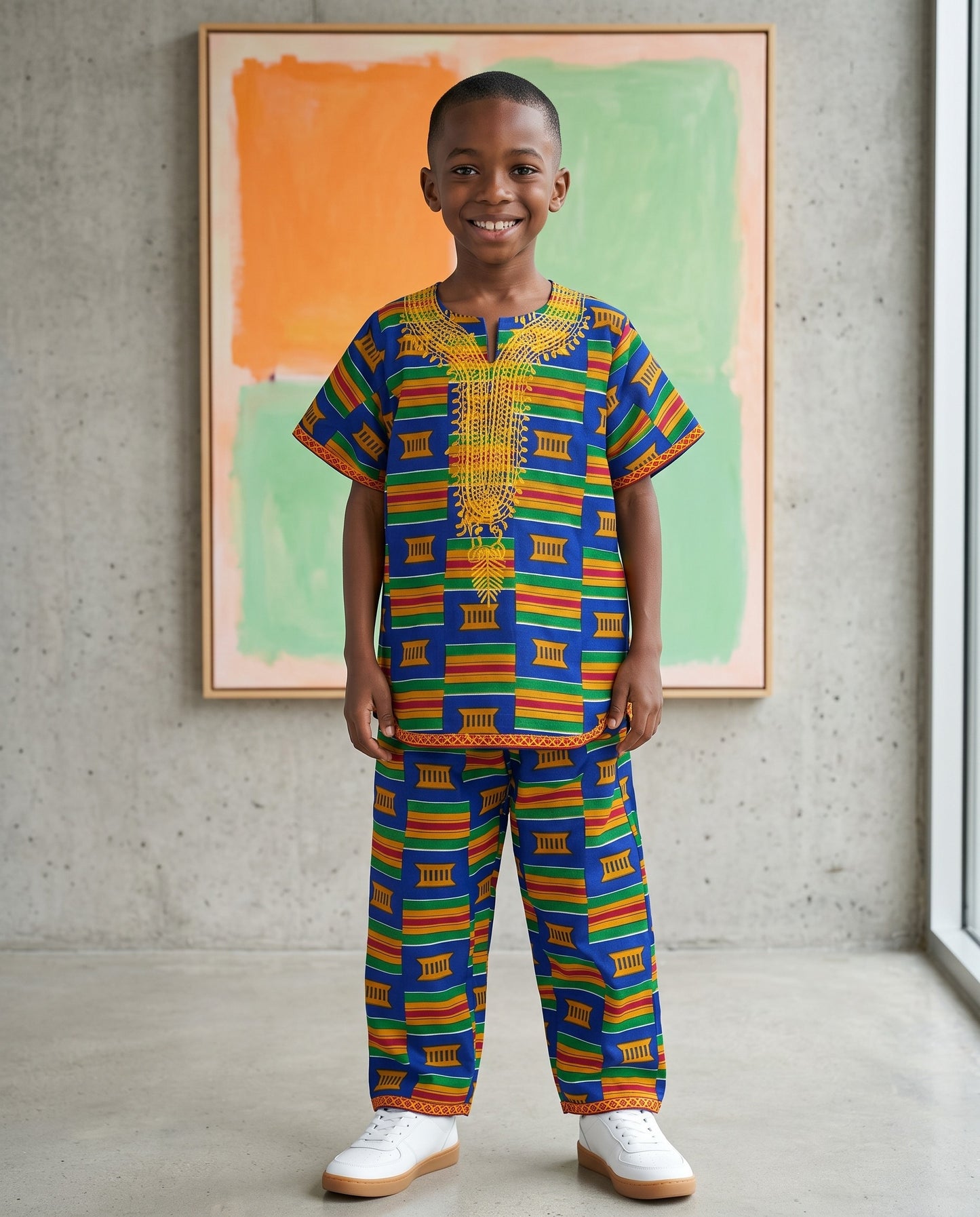 Boys Royal Kente African Print Shirt & Pants Set (Ages 2–14)
